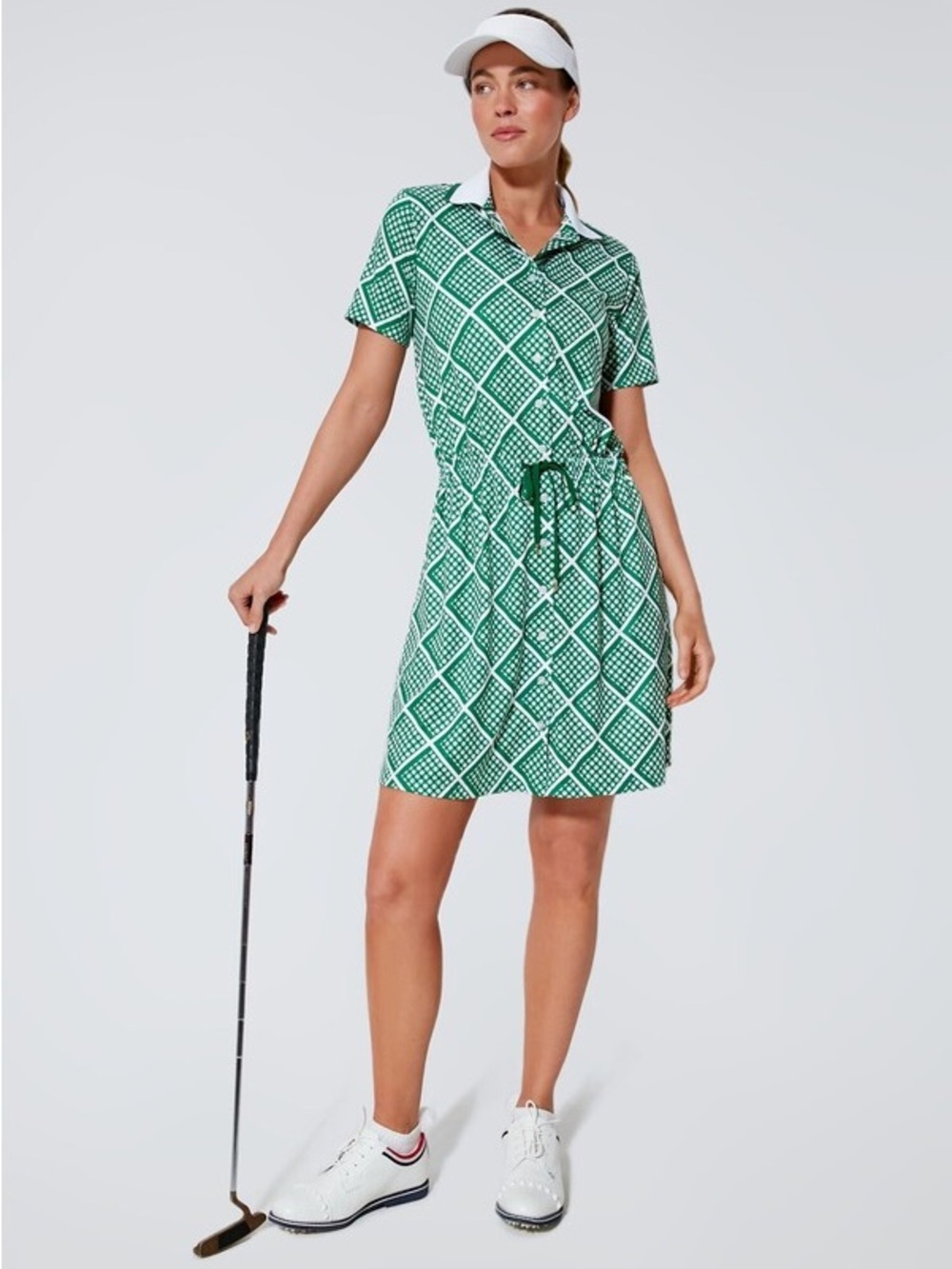 Tuckernuck Tnuck Sport Ditsy Daisy Short Sleeve Alcott Golf Dress Size XXL Green